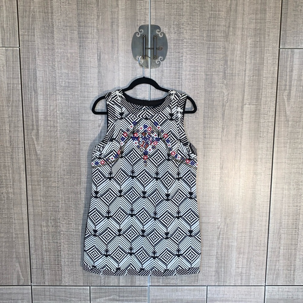Free People New Romantics Black and White Beaded Tunic Dress